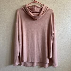 Prana Cowl Neck Long Sleeve Sweater Pink/Peach Women Size XL Cozy Loungewear
